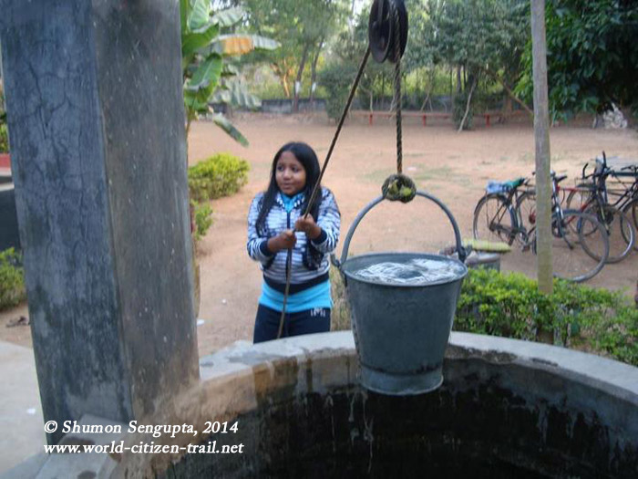 Lessons on drawing water from a well, Shantiniketan.