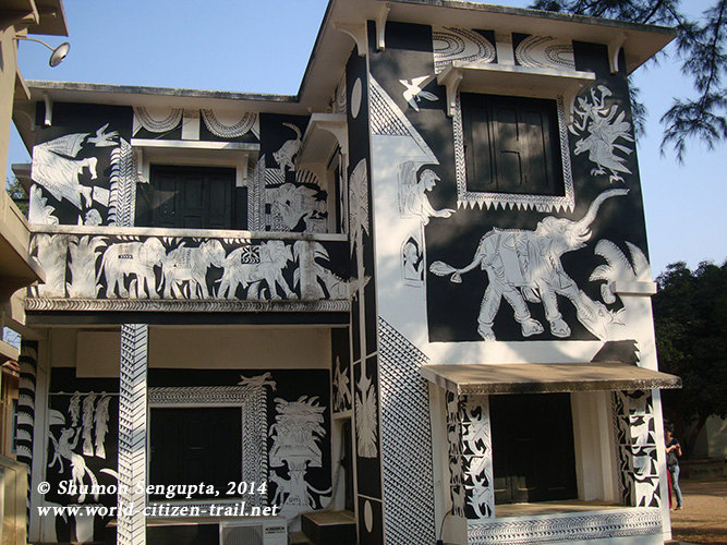Mural by Kala Bhavan students and teachers Kala Bhavan complex.